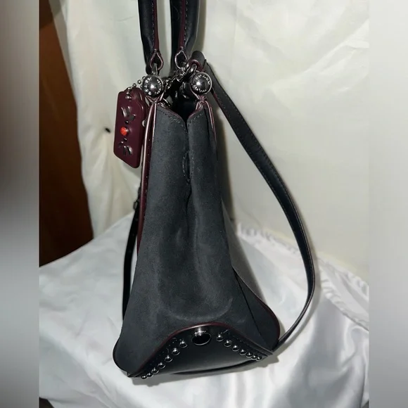 Coach Drifter Grace Pebbled & Suede Leather Studded Framed Satchel NWOT HTF RARE - Picture 6 of 16